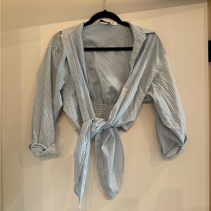 And other stories loose tie front striped long sleeve